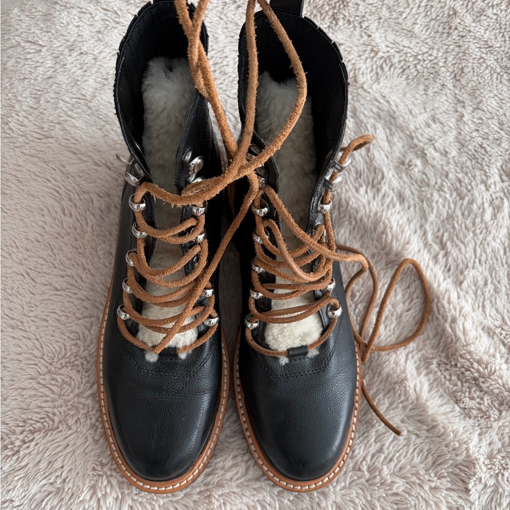 Marc Fisher Black and Brown Lace Up Boots